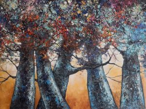 tableaux peinture arbres colorés