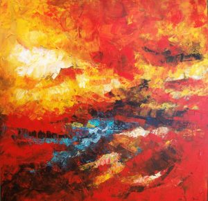 peinture abstraite dominante rouge
