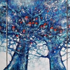 Cabanes – triptyque 3 fois 55×45 cm