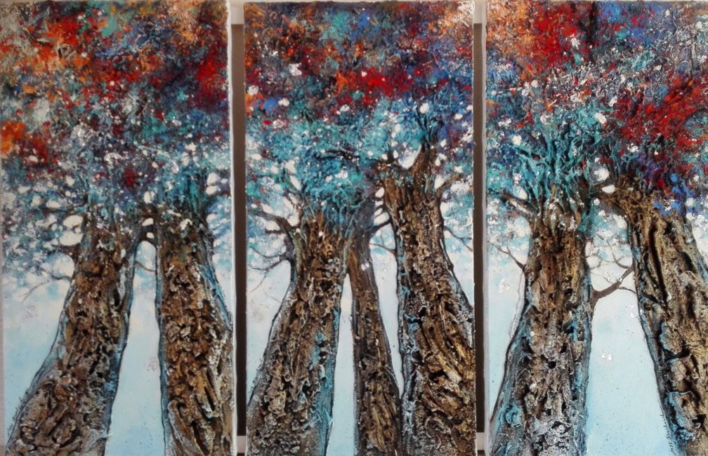 triptyque -peinture-arbres