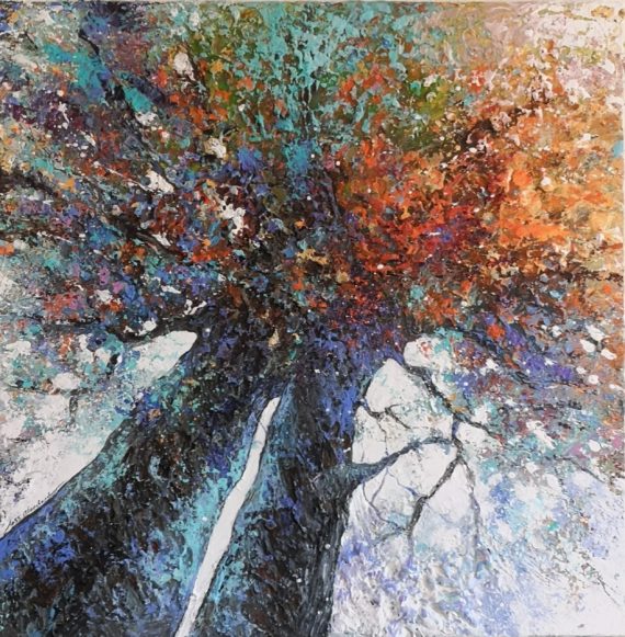 Peinture- couleurs- joie- arbres en peinture- arbres colorés