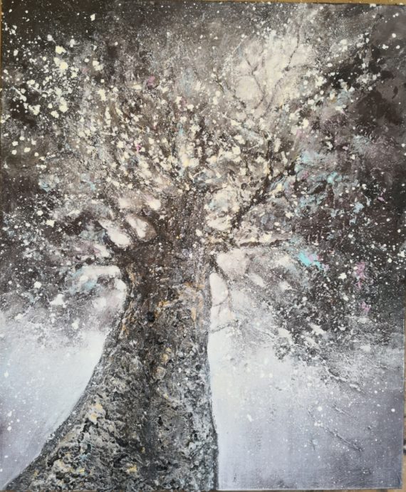peinture arbre celeste tons gris
