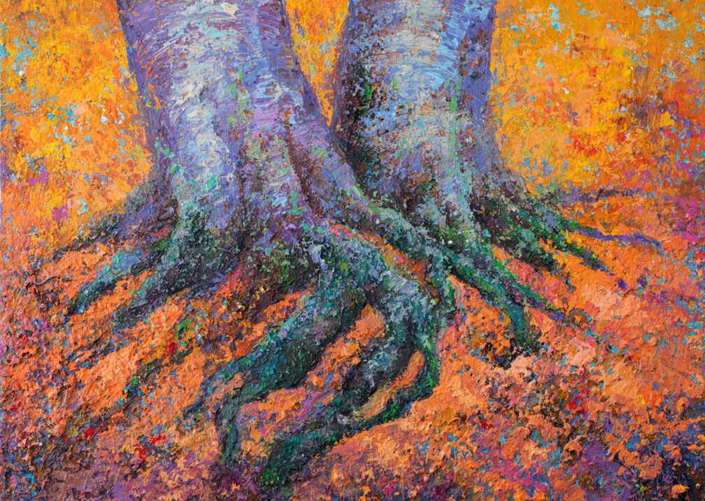 peinture-arbres-racines-enlacees-Joss-Blanchard