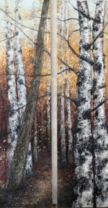 Bouleaux- forêt de bouleaux en automne- peinture - diptyque grand format