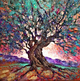 Demain , arbres et poésie une peinture par Joss Blanchard.