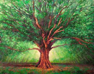 peinture portrait d arbre remarquable représentant le chêne de SALM à la Broque par Joss Blanchard