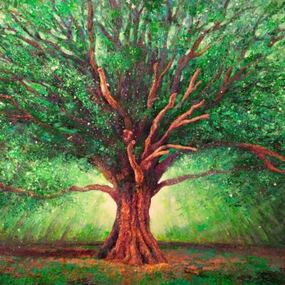 peinture portrait d arbre remarquable représentant le chêne de SALM à la Broque par Joss Blanchard