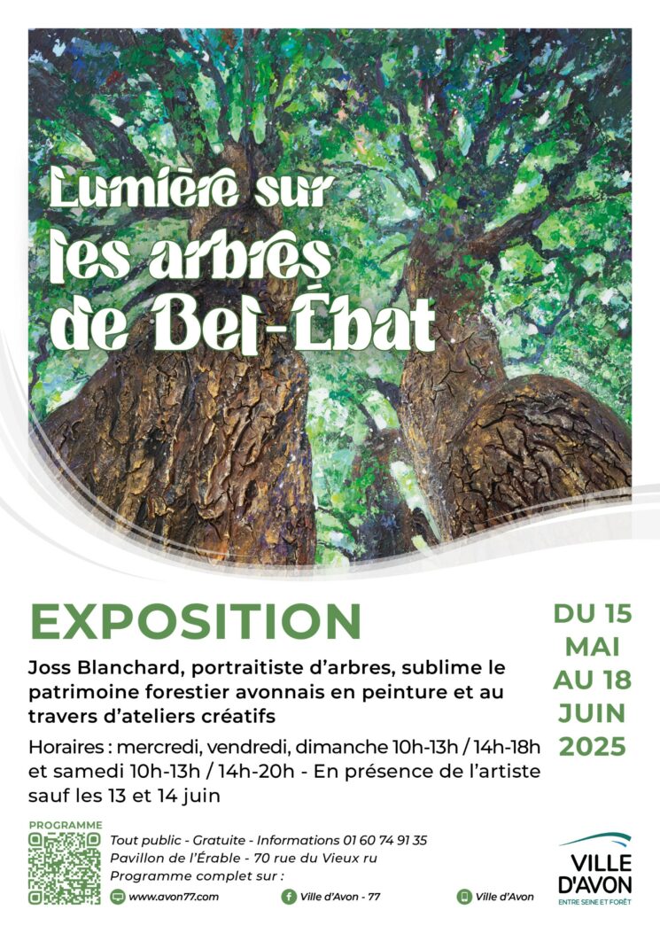 Affiche-exposition-Joss-Blanchard-peinture-portraits-arbres-du-parc-bel-ebat_Avon-