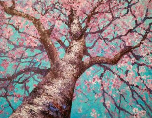 Peinture de cerisier en fleurs inspirée du Hanami – Joss Blanchard