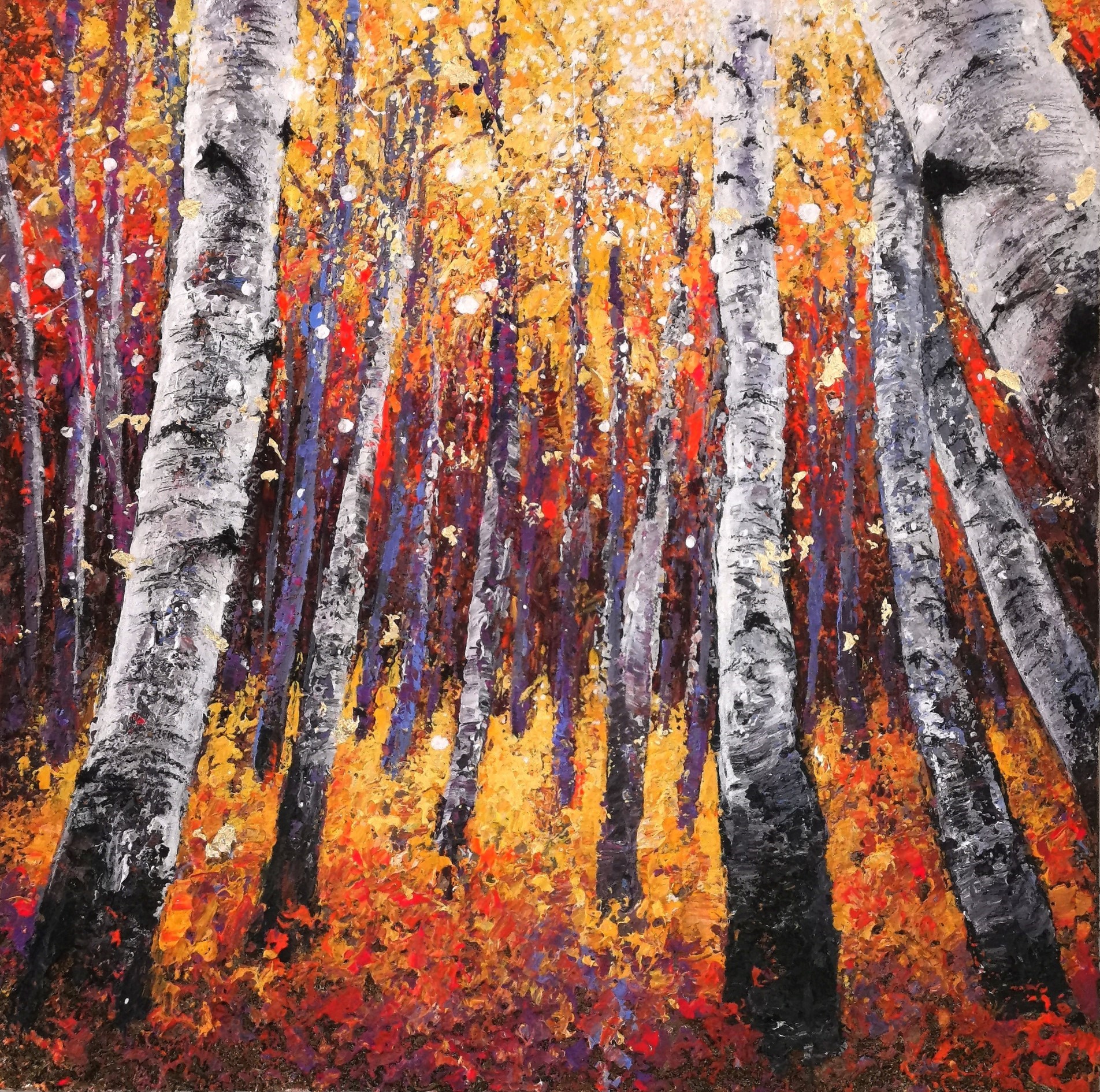 PANDO-peinture-Joss-Blanchard Pando, peinture de Joss Blanchard représentant les peupliers faux-trembles de l’organisme clonal Pando dans l’Utah